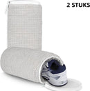 2 stuks Universele Schoenwaszak voor Wasmachine - Dubbellaags Mesh met Hanglus -Beschermend en Herbruikbaar- Lichtgrijs 35x17.5cm
