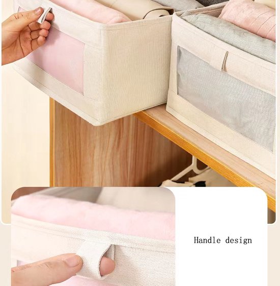 Merkloos: 2 stuks Beige Opbergdoos, Opvouwbaar & Stapelbaar