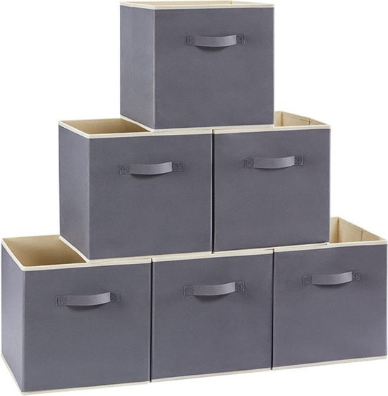 6 Opbergdozen voor Kleding en Speelgoed - Grijs - 33x33x33CM