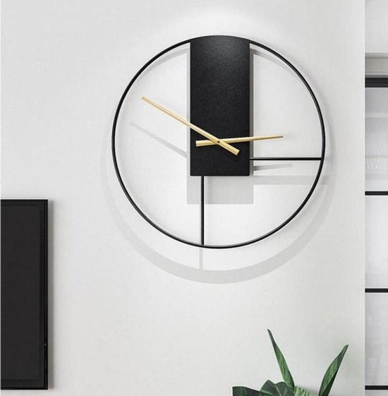 Moderne Nordic wandklok transparant zwart frame ⌀43 cm