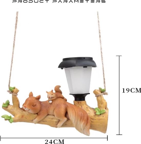 Twee Eekhoorns slapen op een tak-Tuin Decoratie- Eekhoorn LED-verlichting werkt op zonne energie