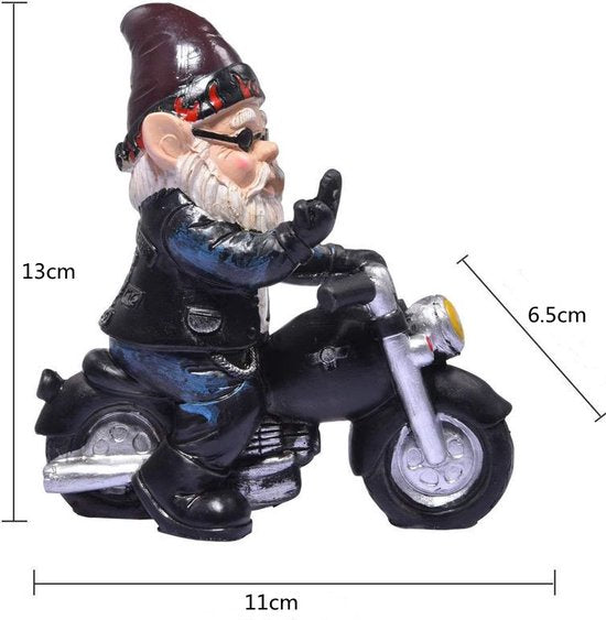 Tuinkabouter motorfiets dwerg - waterdicht tuindecoratie - grappige motorcadeaus - balkondecoratie