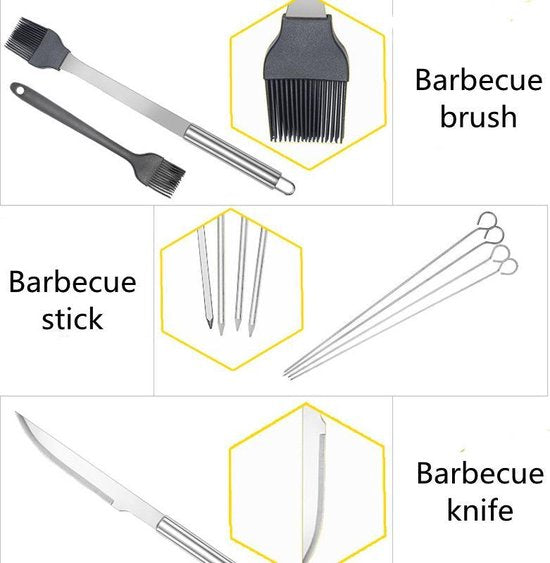 25-delige Roestvrijstalen Barbecue Gereedschapset met Tas