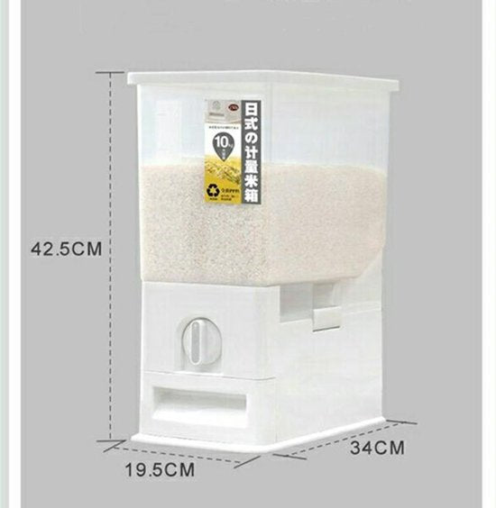Japans Rijst/Granen Container/Dispenser/ Opbergdoos - 10KG inhoud - wit