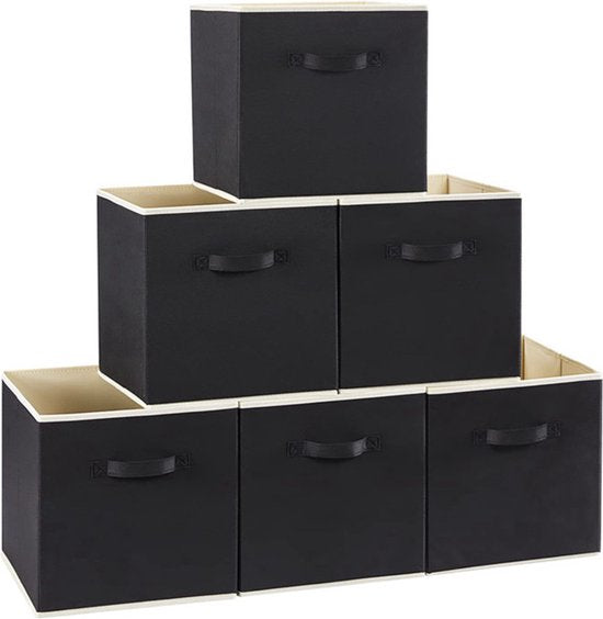 6 stuks opbergdoos kleding & speelgoed, zwart