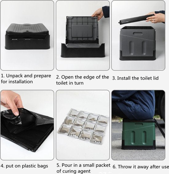 Opvouwbaar toilet- Camping Toilet -grijs (inclusief 12 sets accessoires)