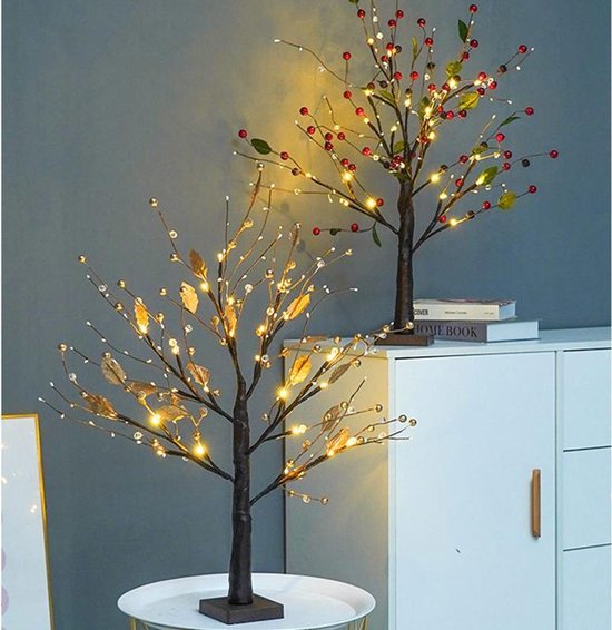 Kunstmatige Gouden Fruitboom Lamp - LED Lamp - Werkt op Batterijen - Perfect voor Woonkamer en Slaapkamer - Feestelijke Decoratie