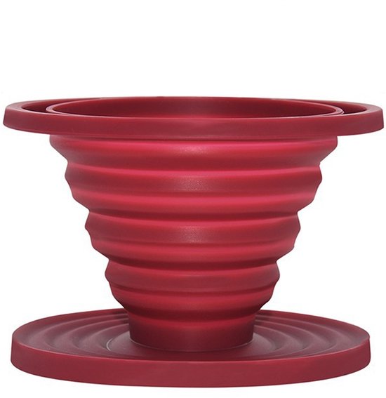 Opvouwbare siliconen koffie filter rood