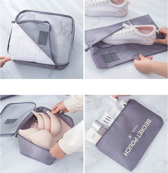 7 delige koffer organizer set- superlichte Packing Cubes-grijs