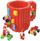 Build on Brick Mug - rood- 350 ml - bouw je eigen mok met bouwsteentjes - BPA vrije drinkbeker cadeau voor kinderen of volwassenen - koffie thee limonade of andere dranken - pennenbeker - creatief accessoire voor op bureau
