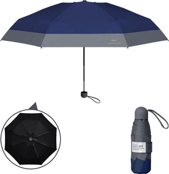 Opvouwbare Paraplu -Windproof- zonnescherm UV-SPF 50+compact en draagbaar- Extra sterk - marineblauw