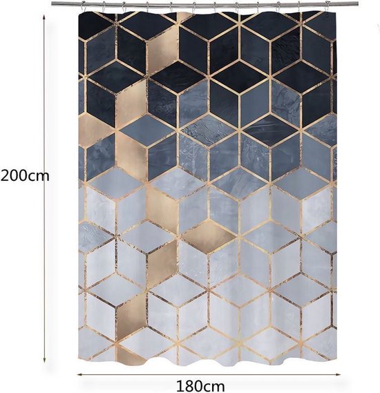 Waterdicht douchegordijn met marmerpatroon - Luxe uitstraling, Uitstekende waterbestendigheid, Eenvoudig te installeren 180*200CM-grijs