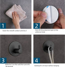 4x Zelfklevende Handdoekhaakjes Zwart - Modern Aluminium