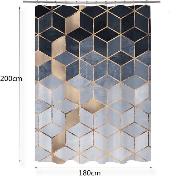 Waterdicht douchegordijn met marmerpatroon - Luxe uitstraling, Uitstekende waterbestendigheid, Eenvoudig te installeren 180*200CM-grijs