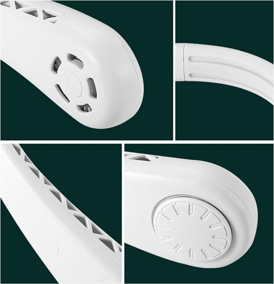 Draagbare nek ventilator - USB - Werkt tot wel 6 uur met volle batterij lading - Wit