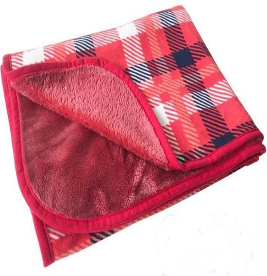 TDR - Multifunctionele warme deken - fleece mantel - super zachte fleecedeken - Sherpa - 80 x 130 cm - Rood