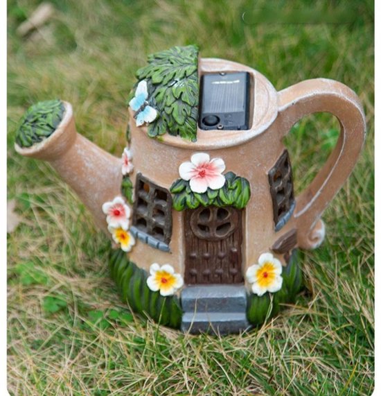 Solar Tuinbeeld Gieter Huisje 21,5x17x13 cm – Kunststof