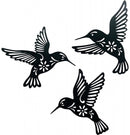 Kolibrie Wanddecoratie Metaal – Set van 3 – Zwart Smeedijzer