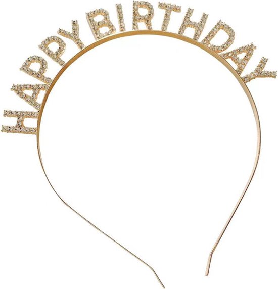 Happy Birthday Tiara en Sjerp-Met text "Birthday Queen"- Ideaal als Cadeau voor Verjaardagen-birthday diadeem-goud