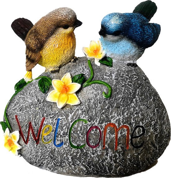 Landelijke Hars Vogeldecoratie Warm Welkom 15x6x14cm