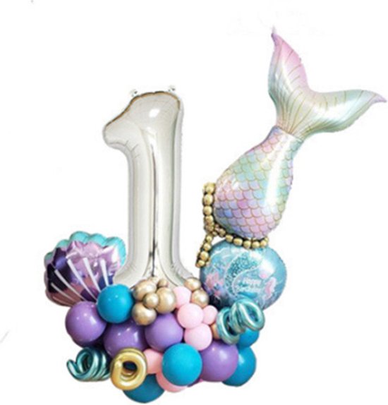 Unikorf Zeemeermin Ballonset 1 Jaar Themafeest Decoratie