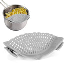 Siliconen Afdruiprek voor Pan – Flexibel Waterfilter – Universele Clip – Hittebestendig – Grijs
