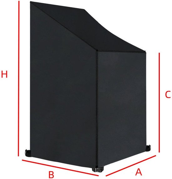 TDR - Waterdichte Stoelhoes - Tuinstoel hoes - Voor buiten  in de tuin, balkon of terras -  Regen- En Sneeuwbeschermingshoes - 64 x 64 x 120/70 CM - Zwart