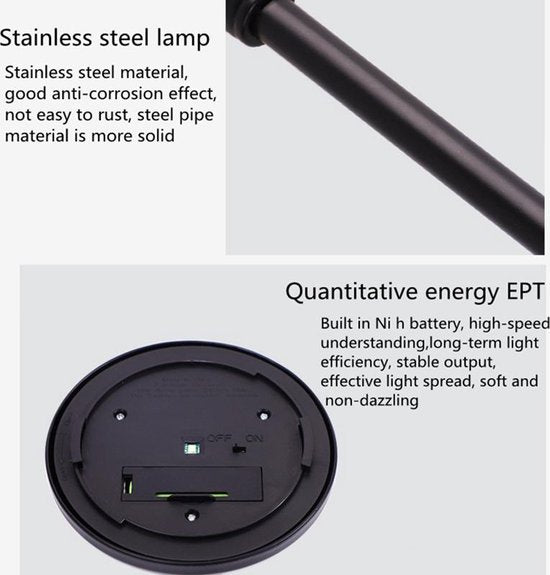 Xtraworks - 4 Stuks LED lamp op zonne Solar gazonlamp - RVS - Waterdichte Tuinverlichting Voor Buiten - Zilver- koel wit licht