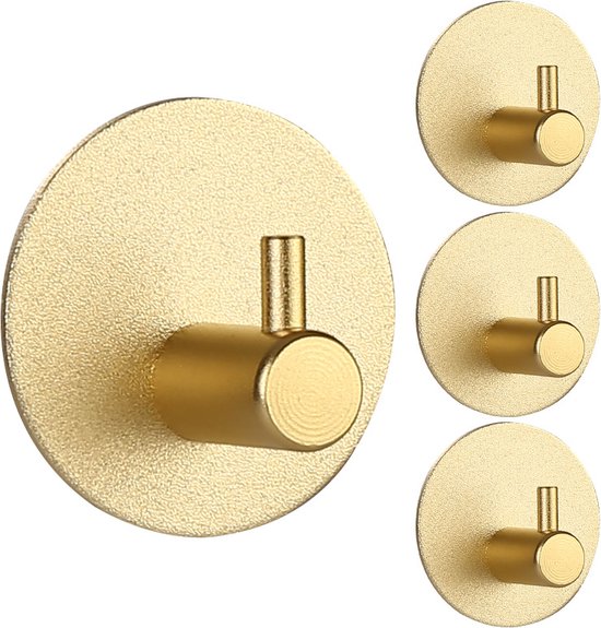 4x Zelfklevende Handdoekhaakjes Goud - Modern & Duurzaam