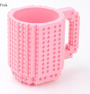 Build on Brick Mug - licht roze - 350 ml - bouw je eigen mok met bouwsteentjes - BPA vrije drinkbeker cadeau voor kinderen of volwassenen - koffie thee limonade of andere dranken - pennenbeker - creatief accessoire voor op bureau