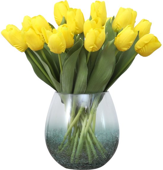 10 stuks kunsttulpen realistisch geel - duurzaam