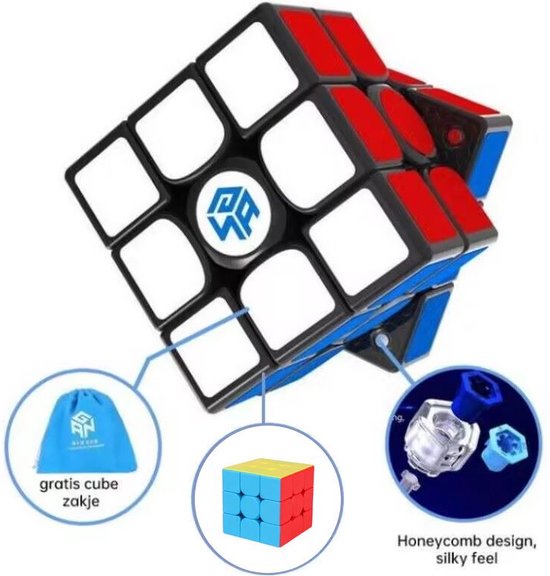 GAN cube 356 XS Kubus voor snelheid 3x3x3M - Sticker - Magnetisch Puzzel inclusief gratis cube zakje en 3 *smeermiddellen
