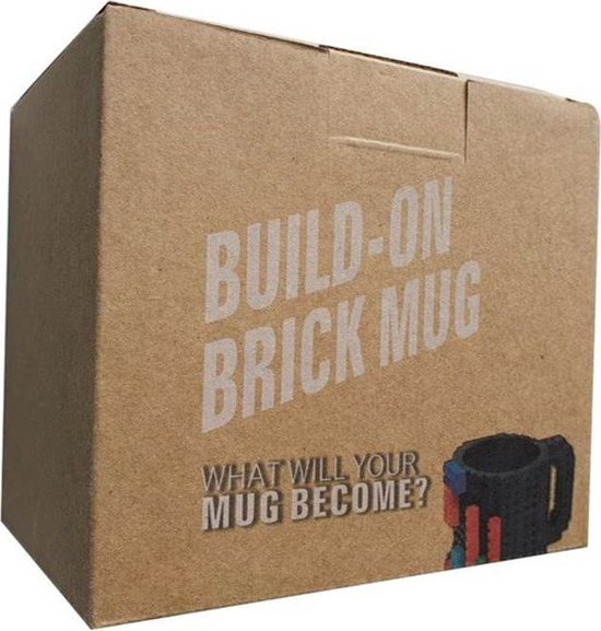 Build on Brick Mug - blauw - 350 ml - bouw je eigen mok met bouwsteentjes - BPA vrije drinkbeker cadeau voor kinderen of volwassenen - koffie thee limonade of andere dranken - pennenbeker - creatief accessoire voor op bureau