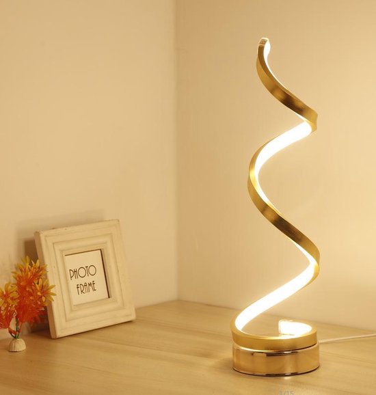 Elegante tafellamp - LED verlichting - spiraalvormig design voor elk interieur - Goudkleurig