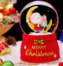 Luxe Kerst Sneeuwbol met LED-verlichting en Muziek - Kerstman op Maan - Ø10 cm, Hoogte 16,5 cm