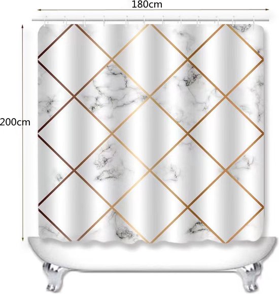 Waterdicht douchegordijn met kiezelsteenpatroon - Luxe uitstraling, Uitstekende waterbestendigheid, Eenvoudig te installeren 180*200CM-wit