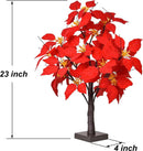 LED Lichtboom met Rode Poinsettia Bladeren - Warme Witte Ver