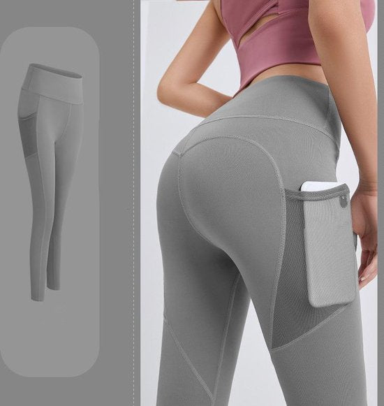 TDR - Fitness broek - Sportlegging - Yoga Broek -  Yogalegging - Dames - Grijs- XL