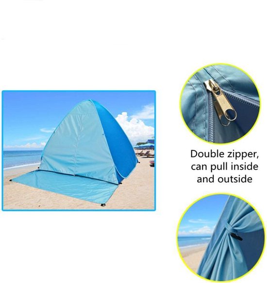 Pop-up strandtent blauw met draagtas - Anti-UV 50+