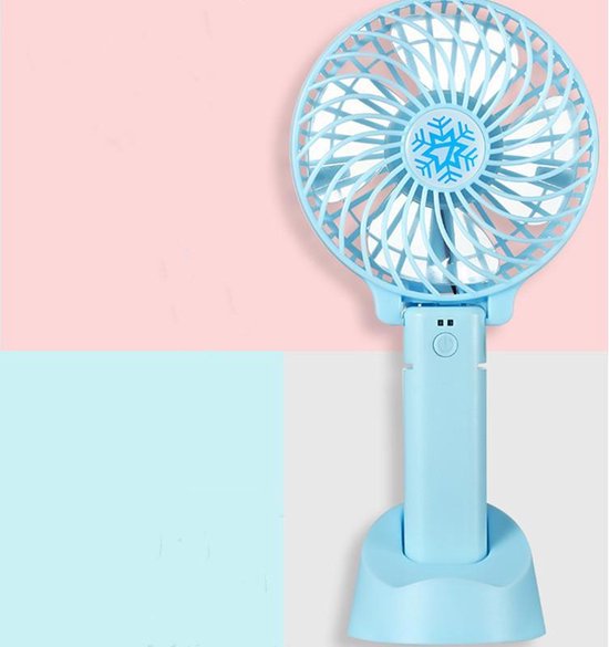 TDR - Draagbare Ventilator - oplaadbaar met USB - kan mobiel op voet plaatsen - perfect voor op op reis, buiten met warm weer - Blauw
