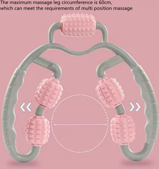 Fitness & Massage Set - De ultieme combinatie voor verbetering van lichaamsvorm en ontspanning - 1x Multifunctionele fitness en afslank klem & 1x Massage handvat met Rollers - Roze