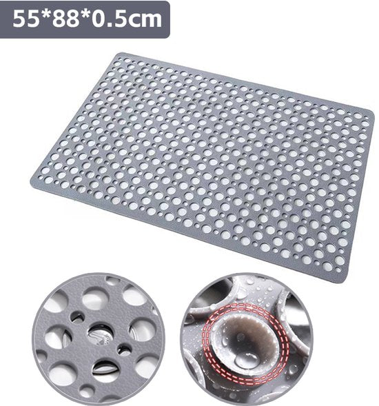 Antislipmat, Veilige en Duurzame Anti-Slip Badmat van Milieuvriendelijk TPE –grijs, 55*88cm