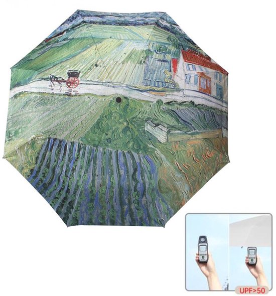 Opvouwbaar paraplu - Zonbescherming Anti-Uv UPF50 + -Windproof- Stevig paraplu - Automatisch -Van Gogh