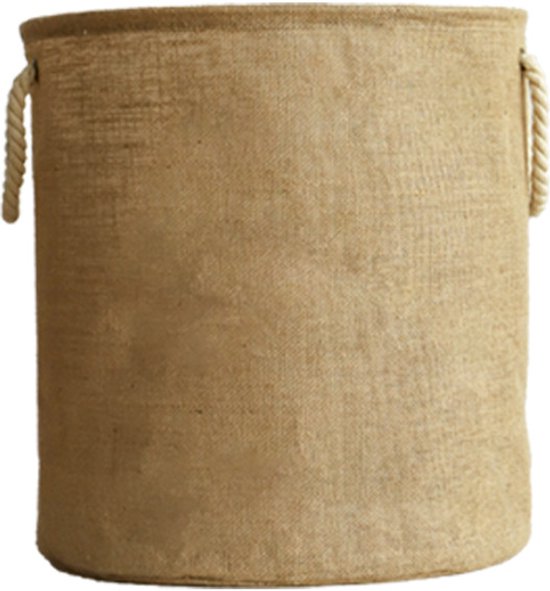 Wasmand Katoen - Opbergmand 52 ltr - Mand Rond met handvaten - Wasbox Opvouwbaar - Speelgoedmand