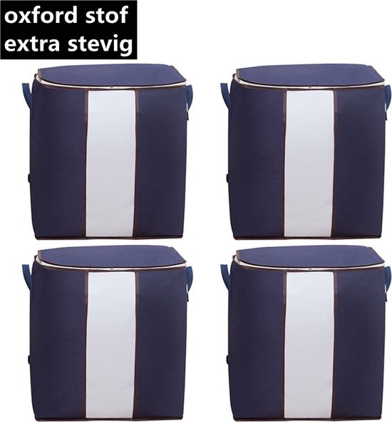 4 Stuks Opbergtas voor Kleding / Dekbed / Tuinkussens -Oxford-stof - Set van 4 stuks ( 46*28*48CM) - Marineblauw