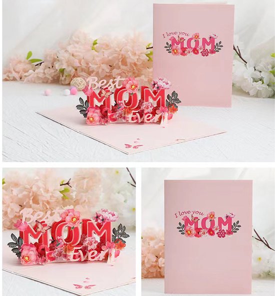 3D Bloemen Pop-up Wenskaart voor Moederdag - Inclusief Envel