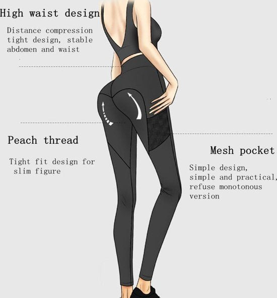 Fitness Legging Dames Yoga Broek Grijs XL