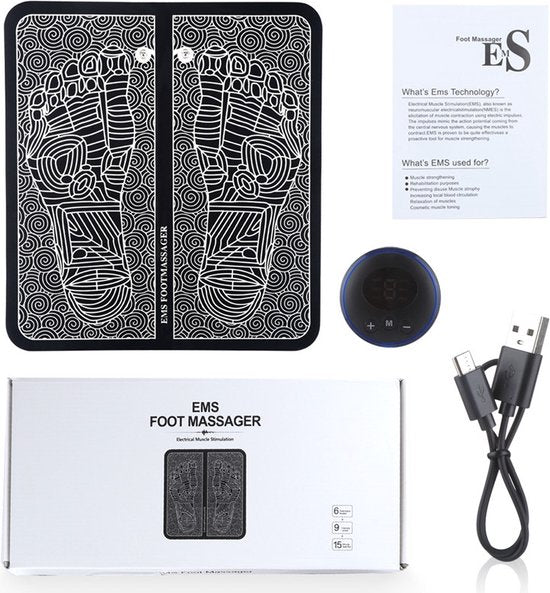 Voetverlichting op Een Nieuw Niveau: De Voetmassage Mat met Innovatieve EMS-Technologie - 6 Massagestanden & 9 Intensiteiten - Draadloos & USB-oplaadbaar