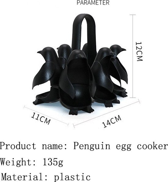 Pinguïn eirhouder met opvallend design-eierkoker-zwart