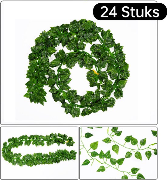 24 stuks 2m Klimop Slinger - Kunstplant voor Huis en Tuin